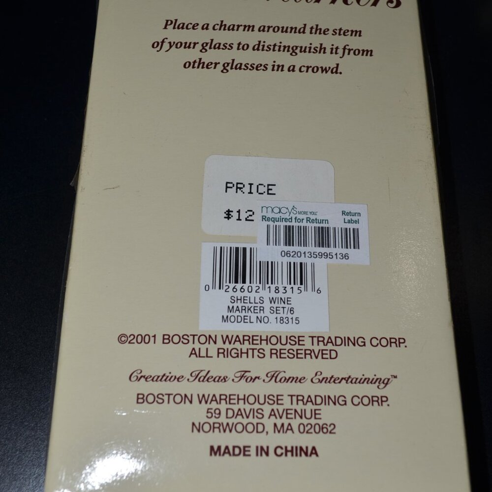 Boston Warehouse Seashell Wine Glass Charms 16 in Box, NWT - Picture 3 of 8